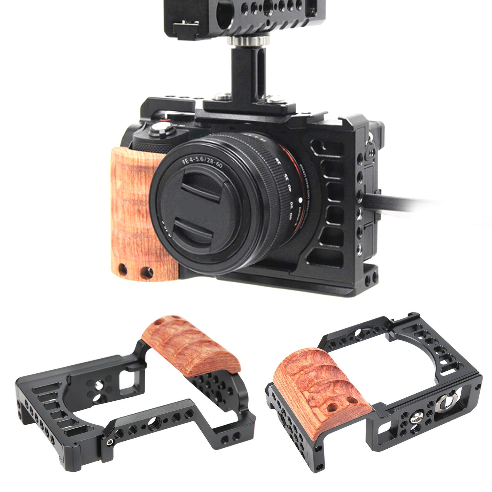 NICEYRIG Gabbia per fotocamera A7C per Sony A7C, Sony A7C M2, SONY A7CR, con slitta fredda NATO e foro di posizionamento per accessori da 3/8-16