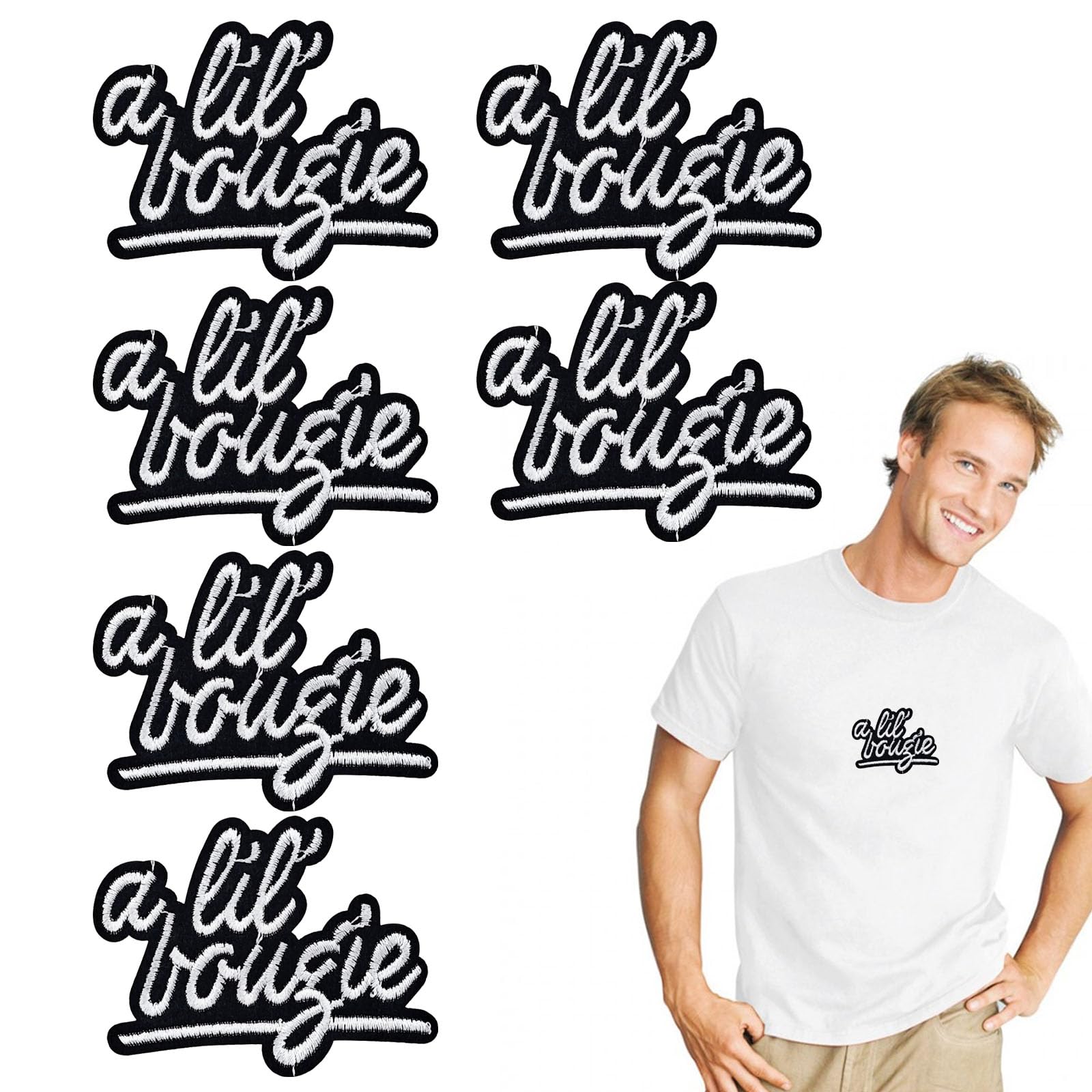 6 PCS Iron On Patch, A Lil' Bougie Patch, Embroidered Jean Patches Punk Funny Embroidered Badge Iron for Clothes Bags Hats T-Shirts Jeans Jackets DIY Accessory