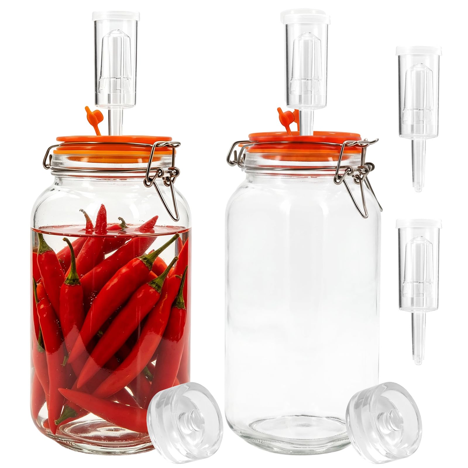 LOMUG Słoik do fermentacji 2 l zestaw 2 szt. z zaworem fermentacyjnym i wagą fermentacyjną do kim