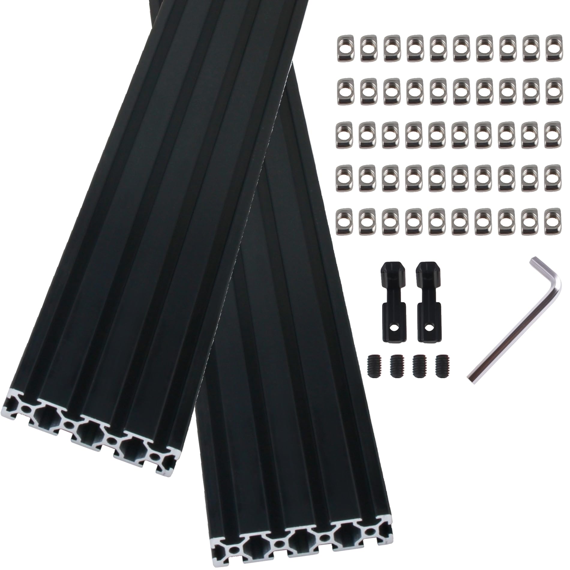 2 Stück 600mm Aluprofil 2080 T Typ Aluminiumprofil Extrusions Europäischer Standard 20x80 Alu Profil Eloxierte Linearschiene für 3D-Drucker, CNC und DIY Projekte