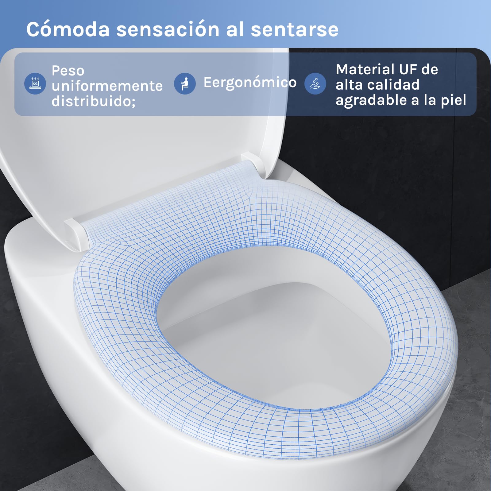 WOLTU Tapa wc universal, Asiento con cierre amortiguado, Forma de O | Tapa wc con función de extracción rápida, fácil de limpiar, Incluye Kit Fijación, Color blanco