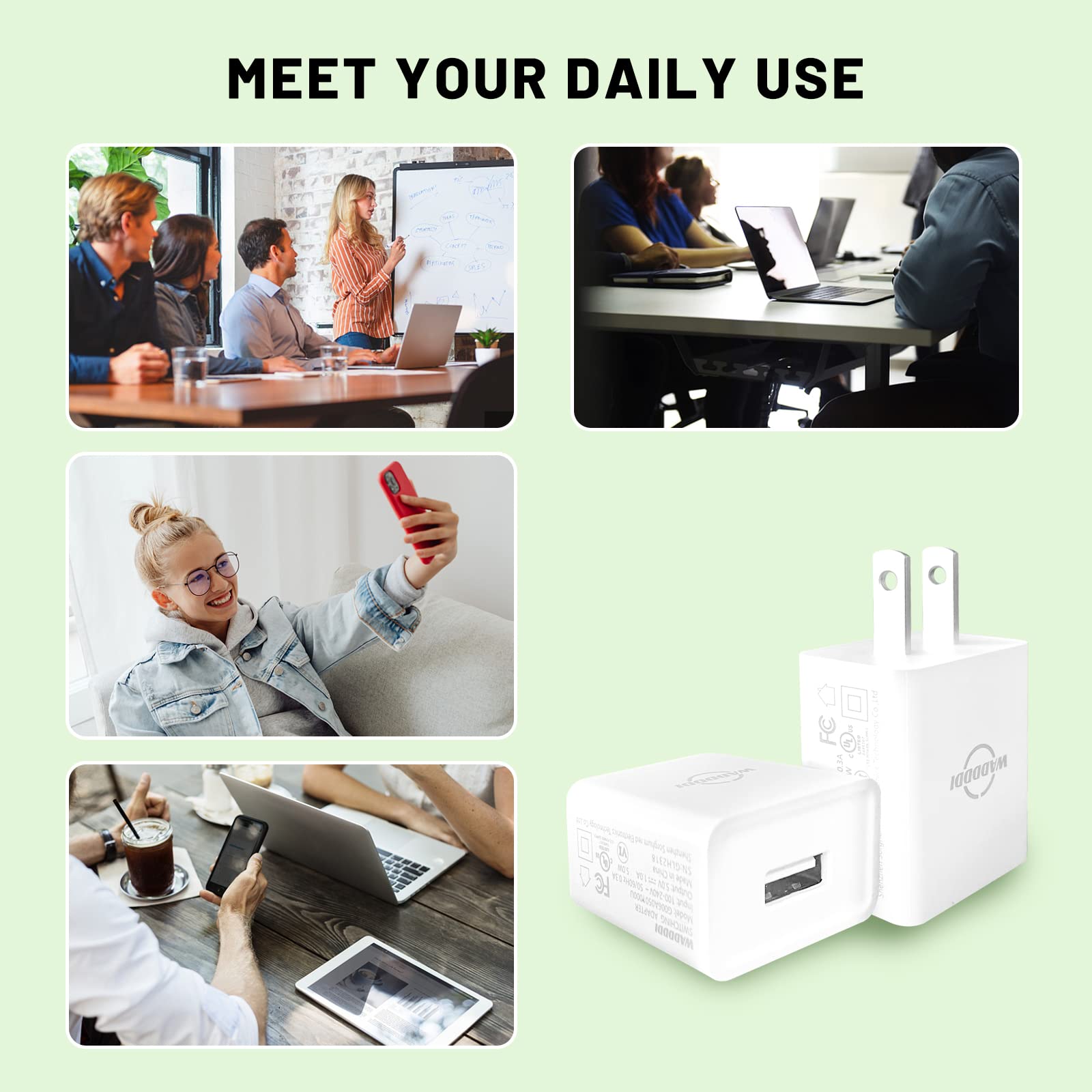 Cargador de pared USB 1A/5V de un solo puerto USB Enchufe de pared Caja de cargador pequeña Universal 5W Enchufe de pared Ladrillo Portátil Adaptador de corriente de viaje Paquete de 2 (negro)