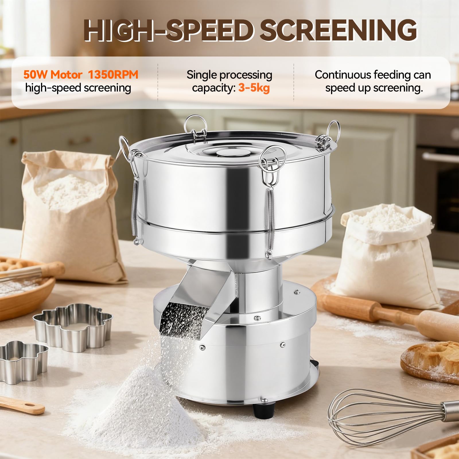 YUCHENGTECH Siebmaschine 30CM 50W 1350 U/min【ohne Sieb】