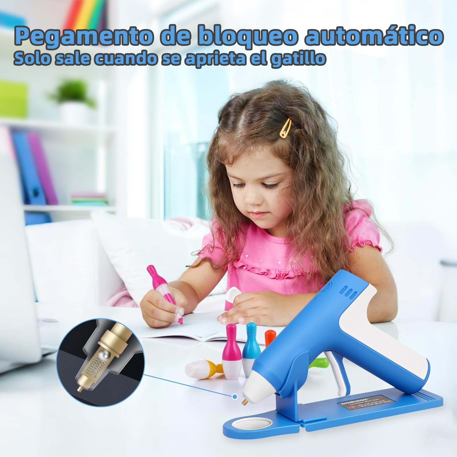 Pistola de Pegamento Caliente Inalámbrica con 20 Barras de Silicona, Calentamiento Rápido de 25S, Batería Recargable 2000mAh Type-C, Apagado inteligente, para Arte, Artesanía, DIY, Azul