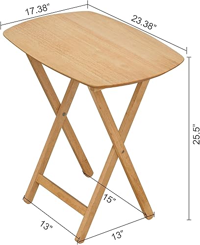 Miniatura 3 de eHemco Mesa plegable de madera dura de gran tamaño para la cena, comer, 25.5 pulgadas, natural