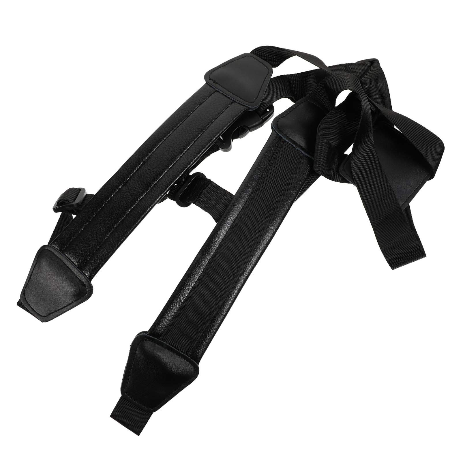 Imbracatura Sax a Doppia Spalla Regolabile Nera in Pelle Pu | Cintura per Sassofono, Struttura Fissa, Accessorio per Strumento a Fiato