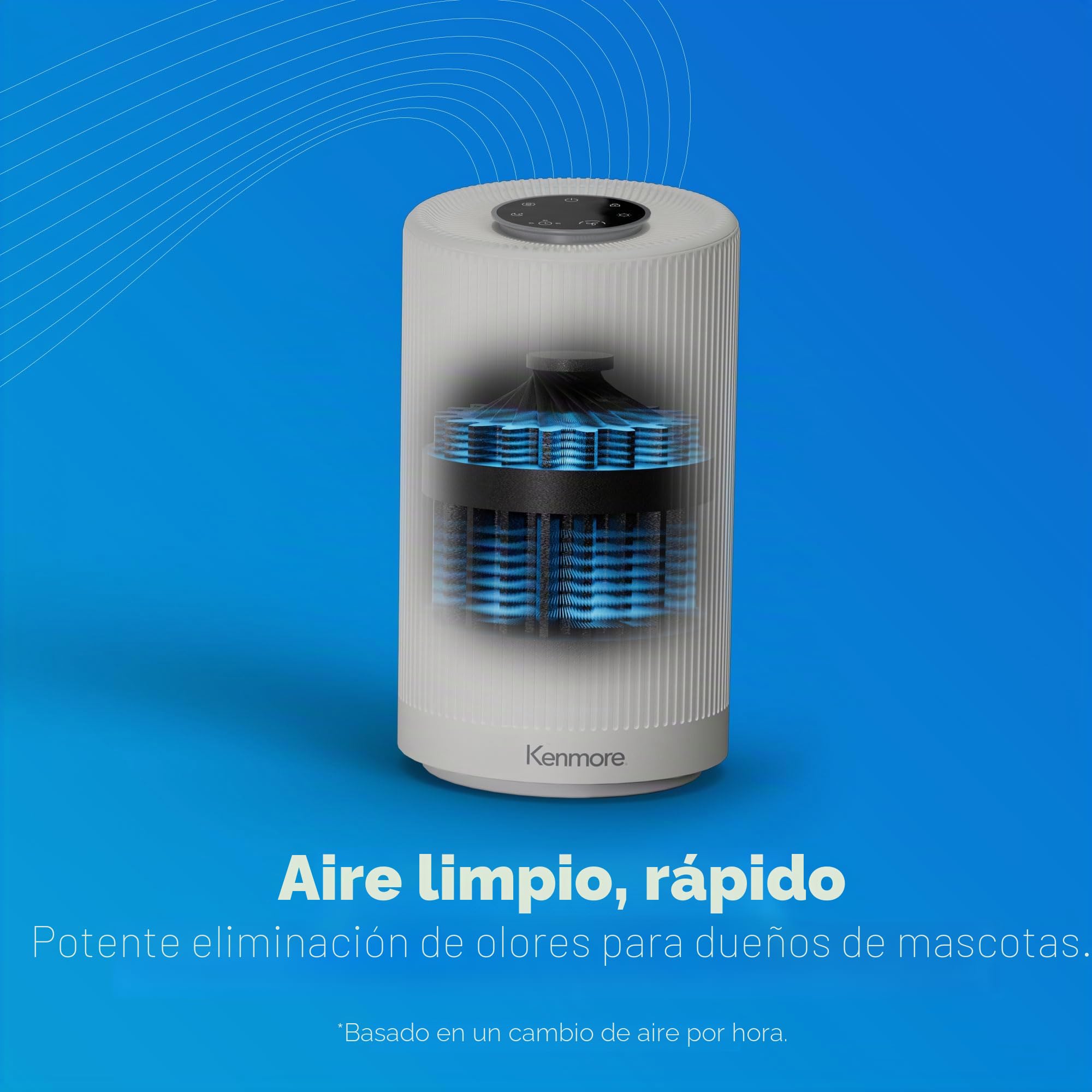 Kenmore Purificador de aire PM1005 con filtro HEPA H13, cubre hasta 850 pies cuadrados, sistema de filtración HEPA SilentClean de 3 etapas de 25 dB para oficina y dormitorio | SilentClean - Sistema de filtración HEPA de 3 etapas de 25 dB para oficina y do