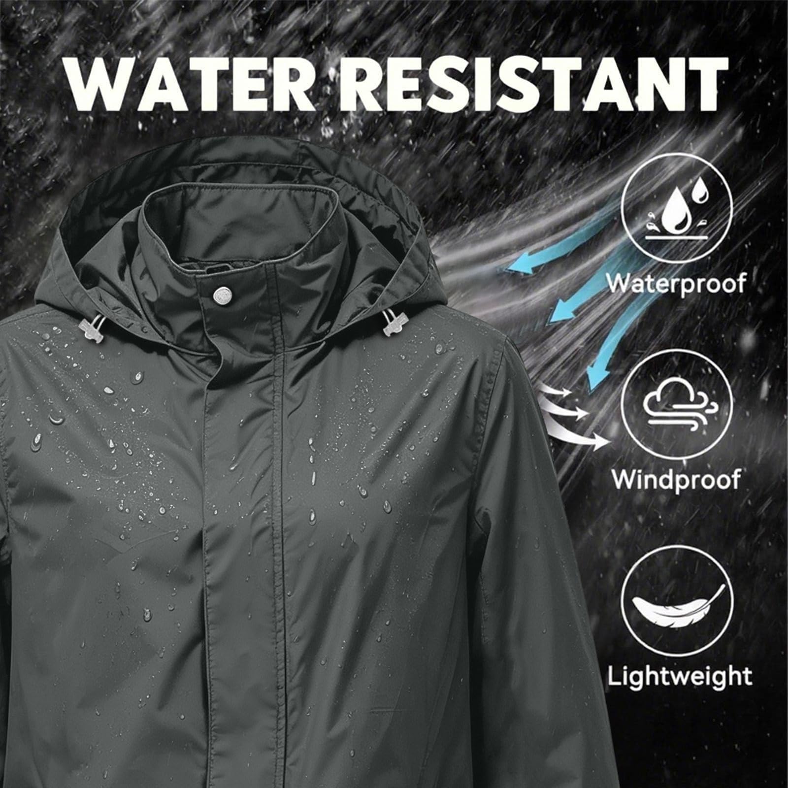 Generisch Chaqueta de lluvia para mujer, impermeable, plegable, con capucha, ligera, chaqueta de entretiempo, para deportes al aire libre, chaqueta de otoño para moto, chaqueta softshell para