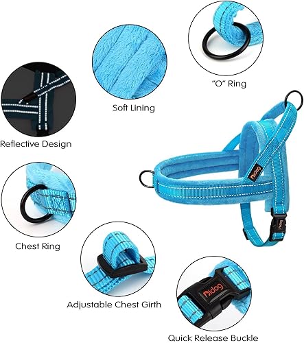 Miniatura 9 de Didog Arnés de chaleco acolchado de franela suave para perro, a prueba de escapeajuste rápido, con correa reflectante para perro, fácil para