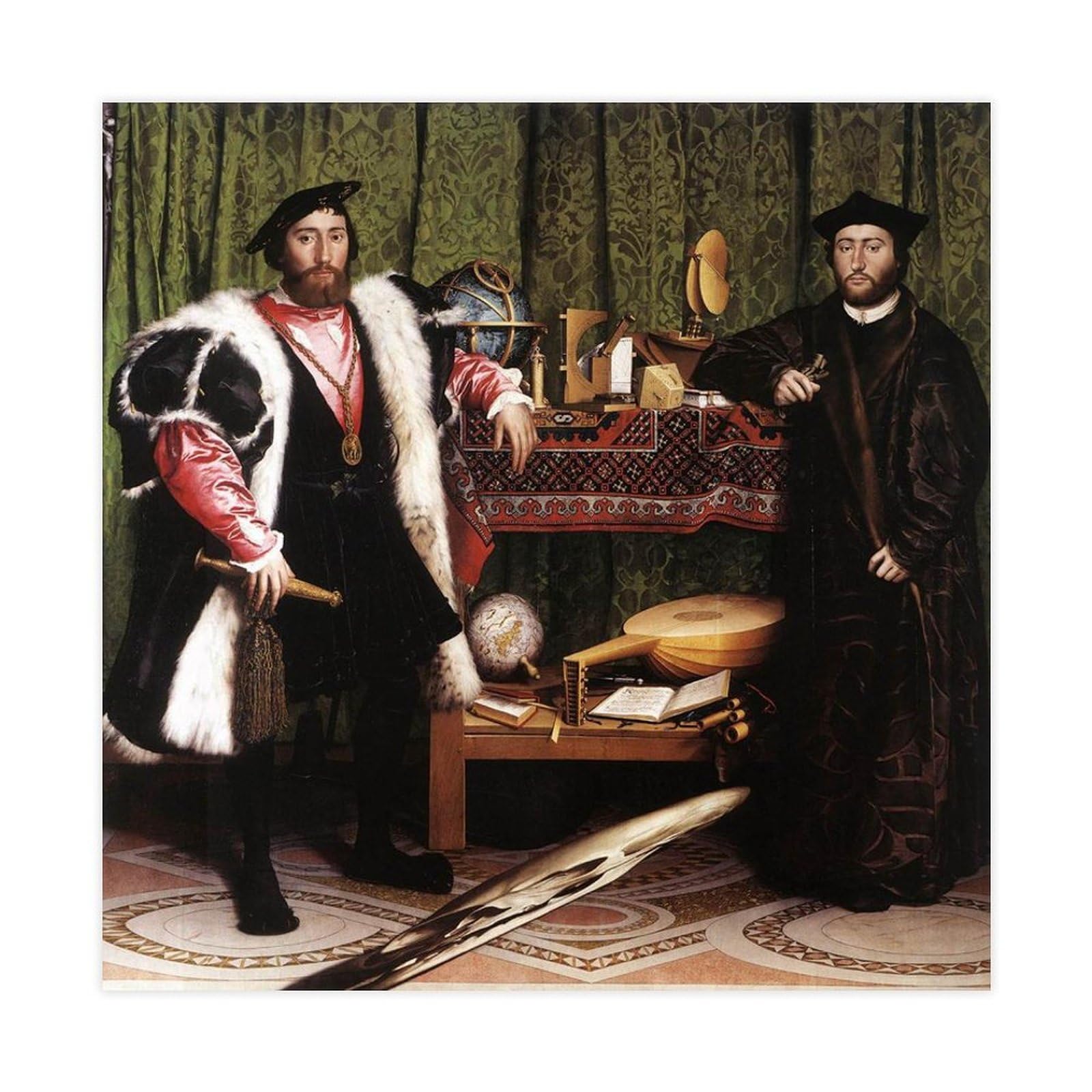 WCYB The Ambassadors by Hans Holbein The Younger Posters Prints Canvas Deco Paintings Wall Art Unframe 28" L X 28" W