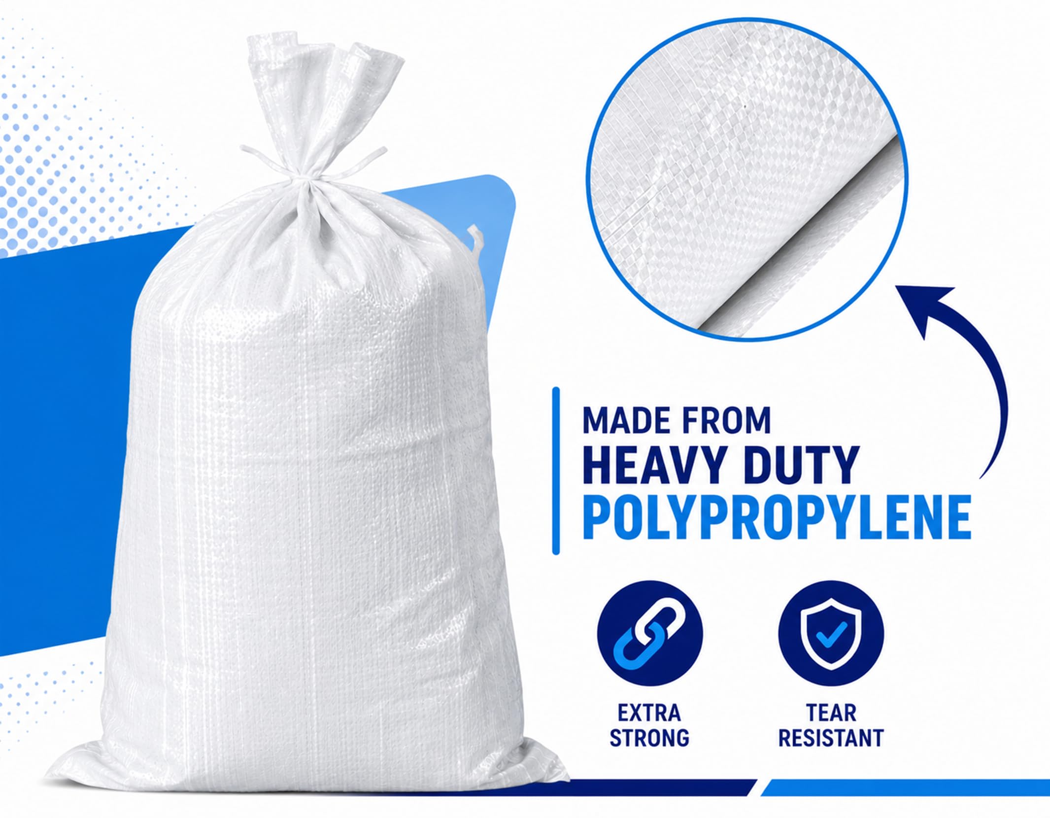 Sacchi per macerie in polipropilene tessuto extra large in polipropilene, resistenti, 60 x 90 cm, XL (50)