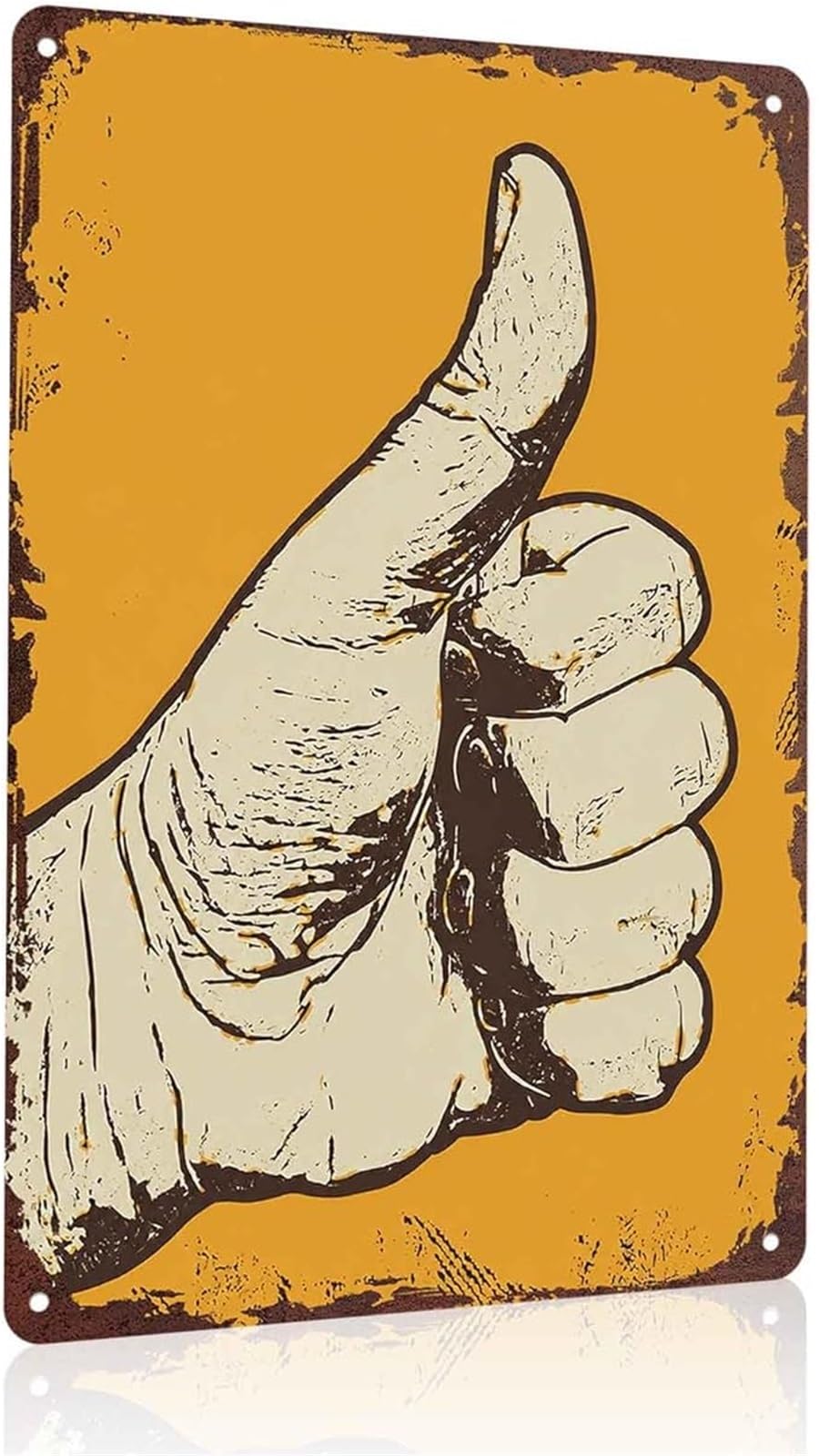 IDGTTLDF Funny Thumbs Up Retro Tin Sign for Garage Workshop Wall Decor 8 X 12 in