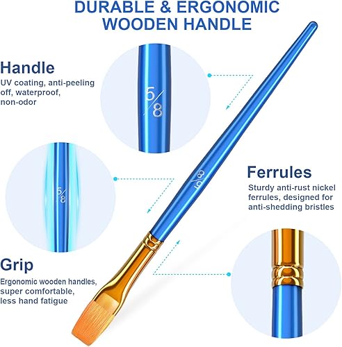 Miniatura 5 de Juego de pinceles de pintura, 20 pinceles negros y azules para pintura acrílica, pinceles de acuarela para niños, pincel de pintura de huevo de