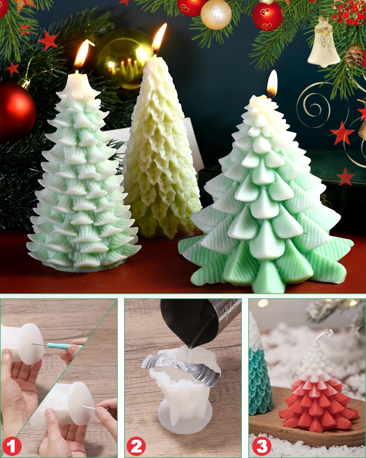 2 stuks kaarsvorm siliconen kerstboom kaarsvormen om te