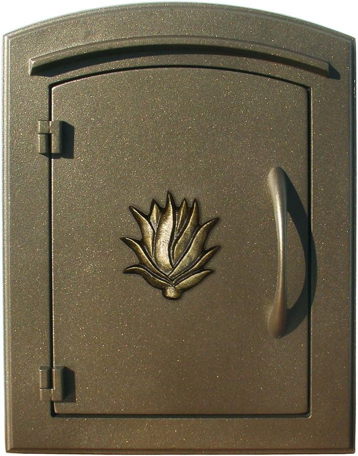 Qualarc MAN-1406-BZ Manchester Column Mount Mailbox with Decorative Agave Logo in Bronze