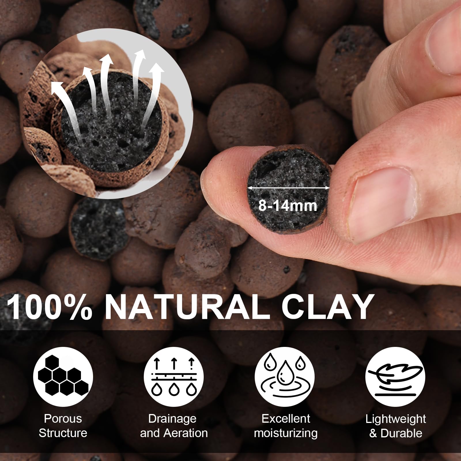 GOTVUGE Clay Pebbles Leca Balls for Plants,Clay Balls for Hydroponic Terrarium, Potted Plants, Lightweight & Drainage (4L) - Image 2