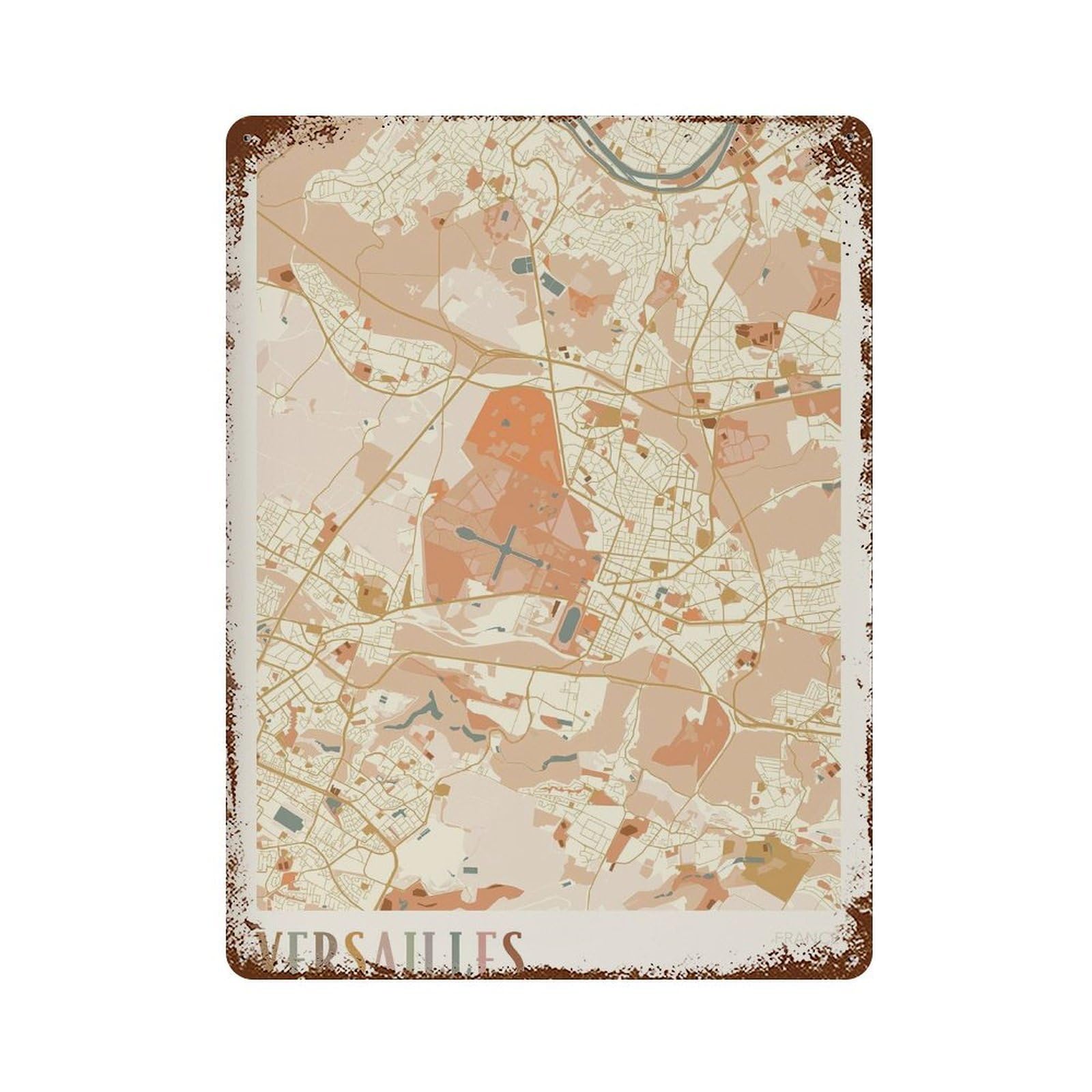 xiaoxiaoshen Versailles Map France Travel Gift Boho Wall Decor Art Metal Tin Poster Modern Home Decor Art Home Bar Shop Decorations Vintage Sign 40x30cm