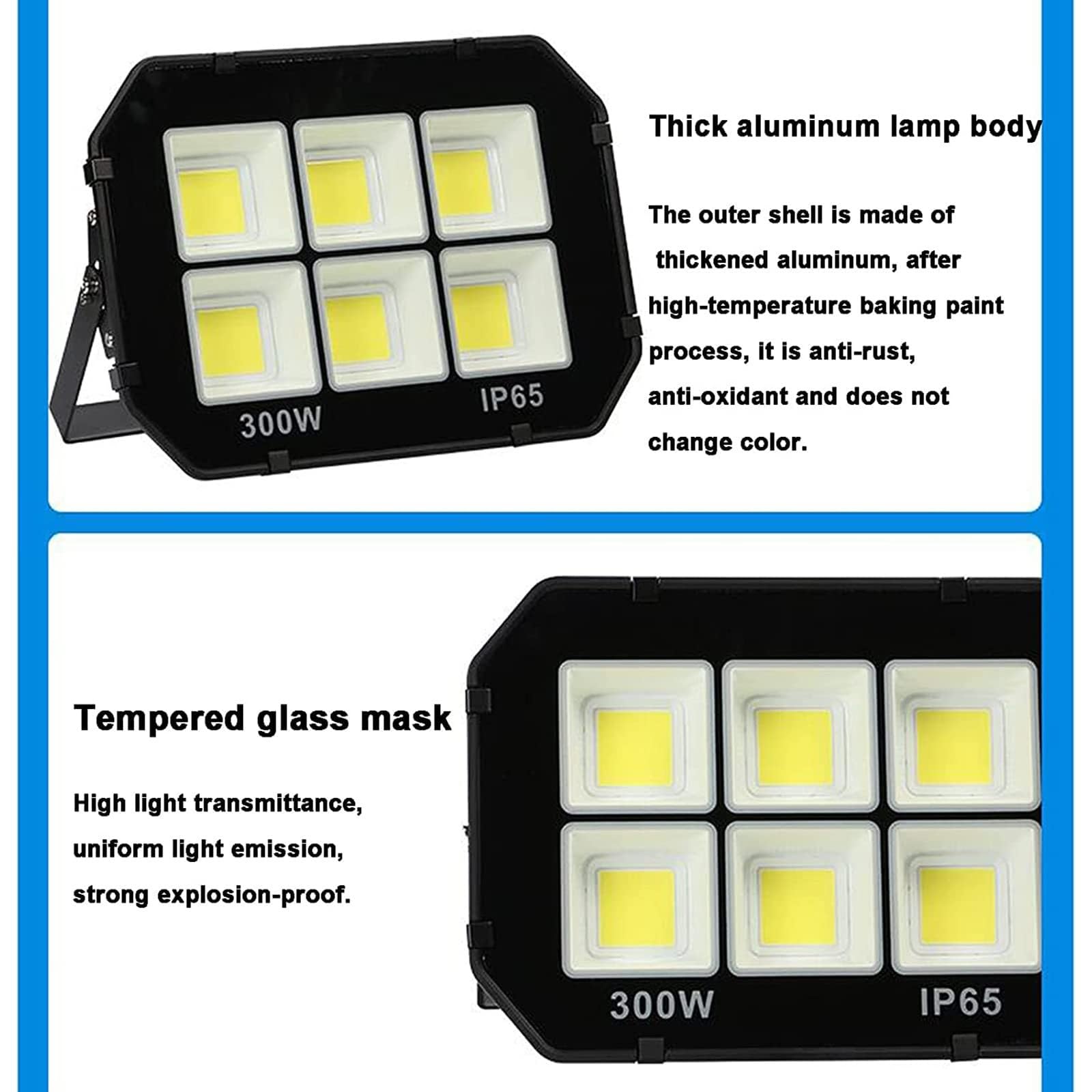 Foco LED 50W-600W, Luces de Seguridad Exteriores Impermeables IP65, Luz Blanca y Luz Cálida, Ideales para Campo Deportivo, Garaje, Jardín y Patio Trasero(Warm Light,200w)