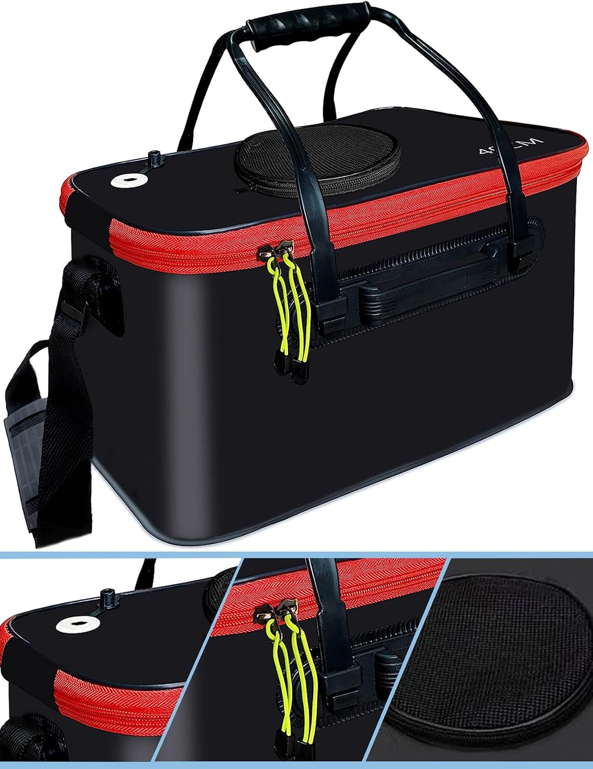 Fish Bucket Foldable Fishing Bait Bucket, Multi-Functional Folding Fishing Minnow ...