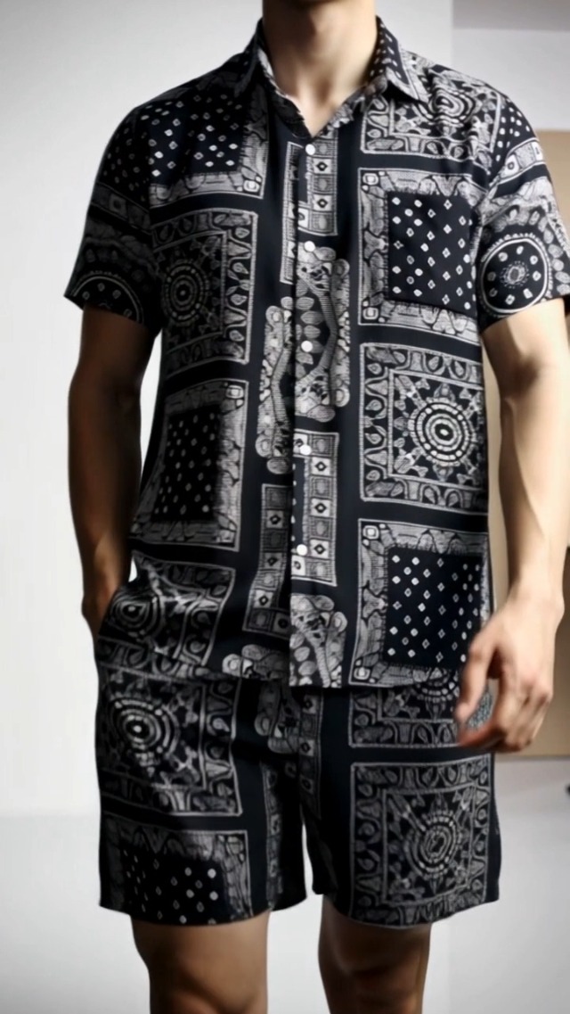 Image of DHRUVI TRENDZ Rayon Co-Ord Set for Men | Men's Cord Set | Night Suit for Men | T-Shirt and Shorts Set for Men | Night Dress for Men | Pyjama Set for Men