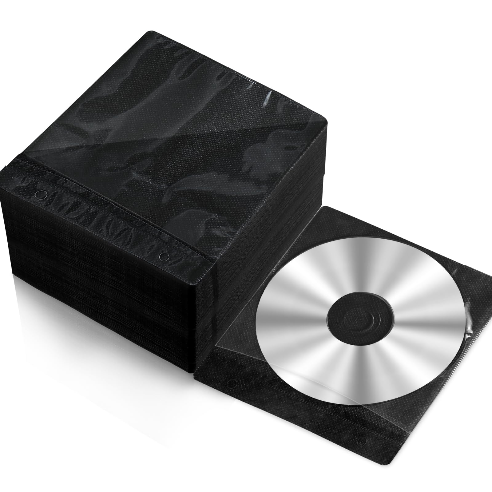 Harloon CD-Hüllen, DVD-Umschläge, doppelseitig, Kunststoff, für Blanko-Aufbewahrungsbinder, Ersatz (schwarz), 200 Stück