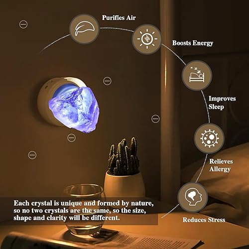 Miniatura 5 de Runyangshi 2PCS Natural Amethyst Night Lamps 1.2-1.6in Raw Stone Healing Crystal Irregular Crystals Gem Bedroom Night Lamp Home Decor Gifts