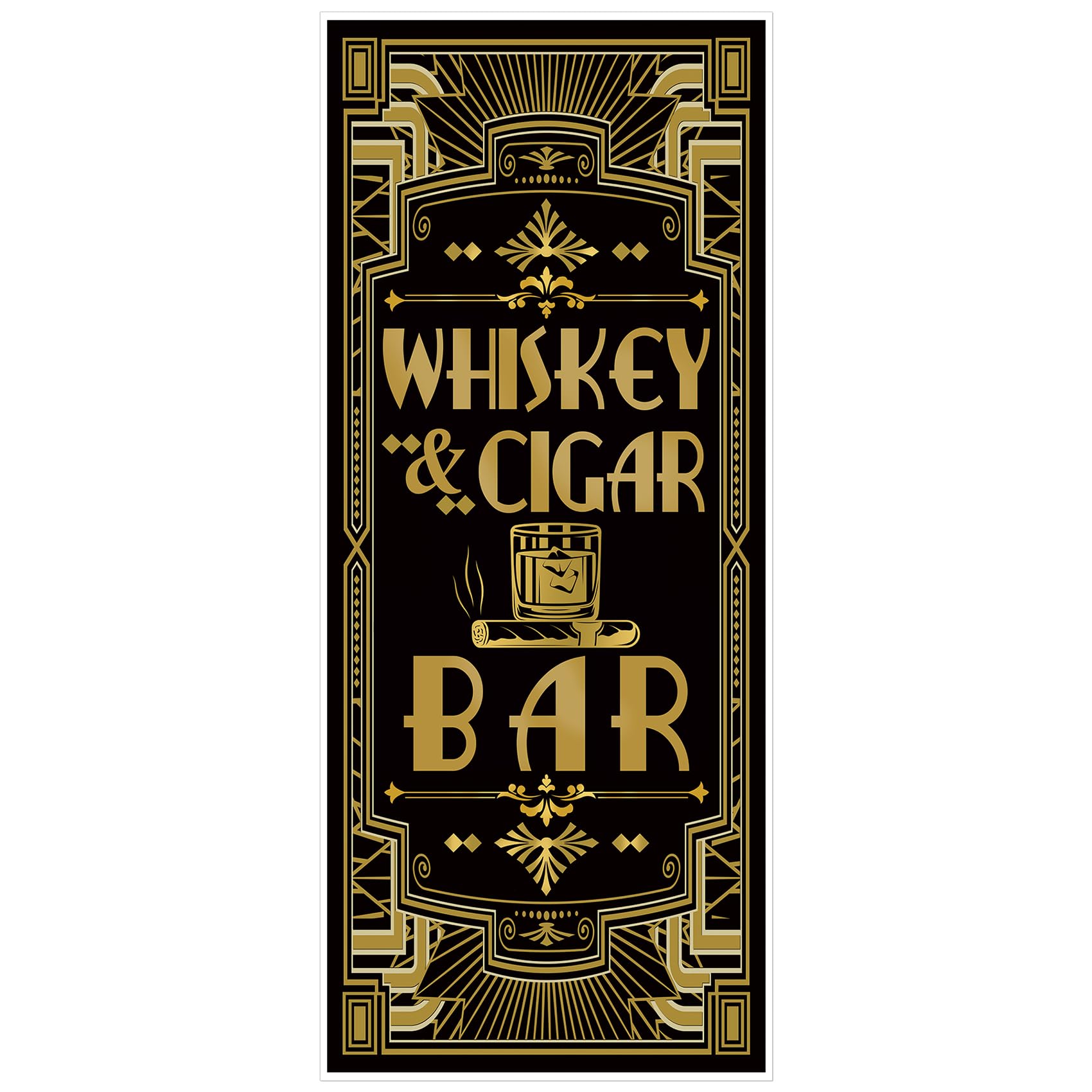 Musykrafties Roaring 1920s Gatsby Grandeur Whiskey & Cigar Bar Door Cover Art Deco Jazz Party 72x30inch