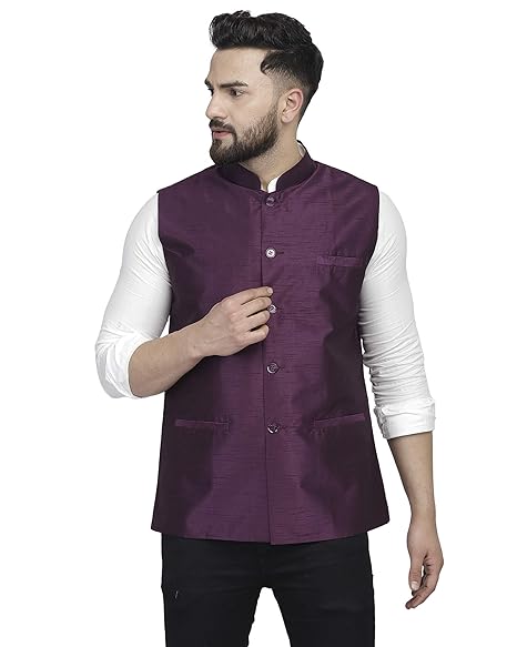 MEN'S DHUPION SILK NEHRU JACKET