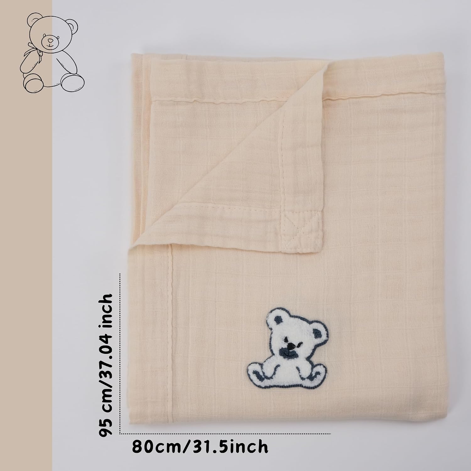 Premium Muslin Punch Embroidery Swaddle Blankets for Newborns and Babies | 6-Layer%100 Cotton Baby Blanket, Receiving Blanket | Baby Essentials for Nursery, Stroller