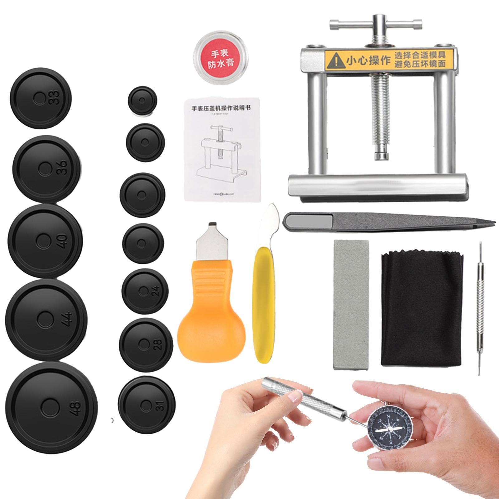 Kit de réparation pour montres rondes avec ferme-boîtier arrière et outils de levier robustes