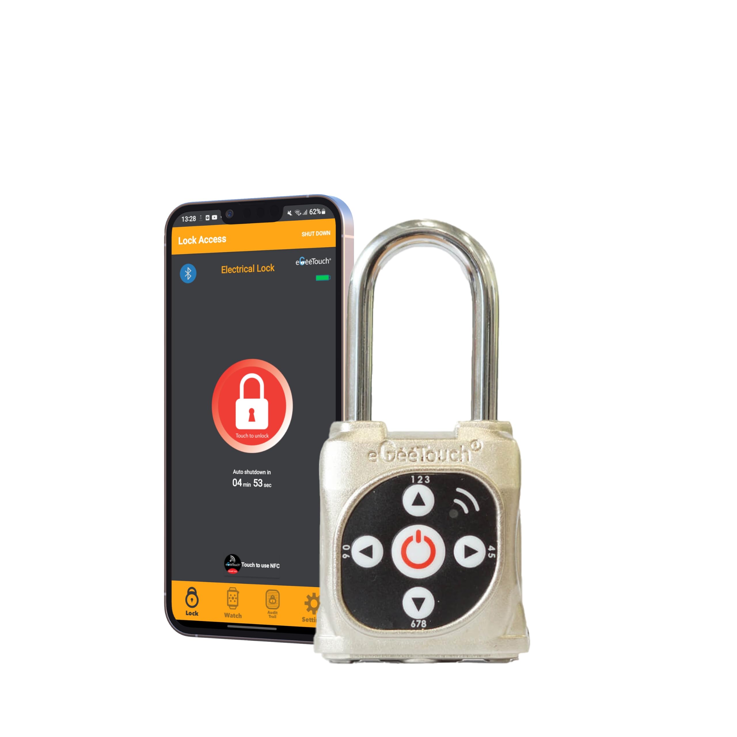 Mini cadenas intelligent, avec NFC et code directionnel (métal, argent)