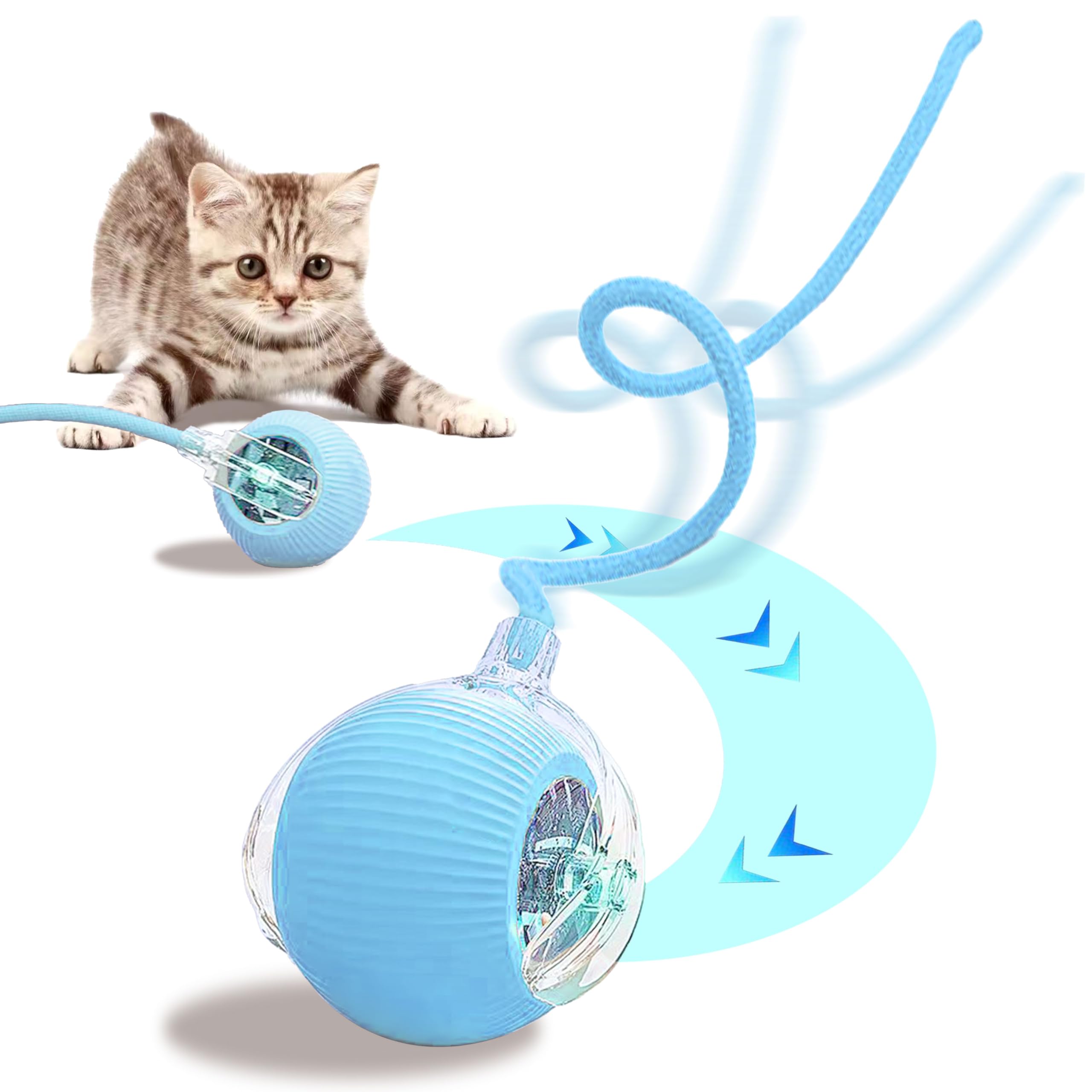 Interactive Cat Toys 2025 Upgraded Cat Ball Automatic Moving with Tail Interactive Kitty Toy for Indoor Cats Smart