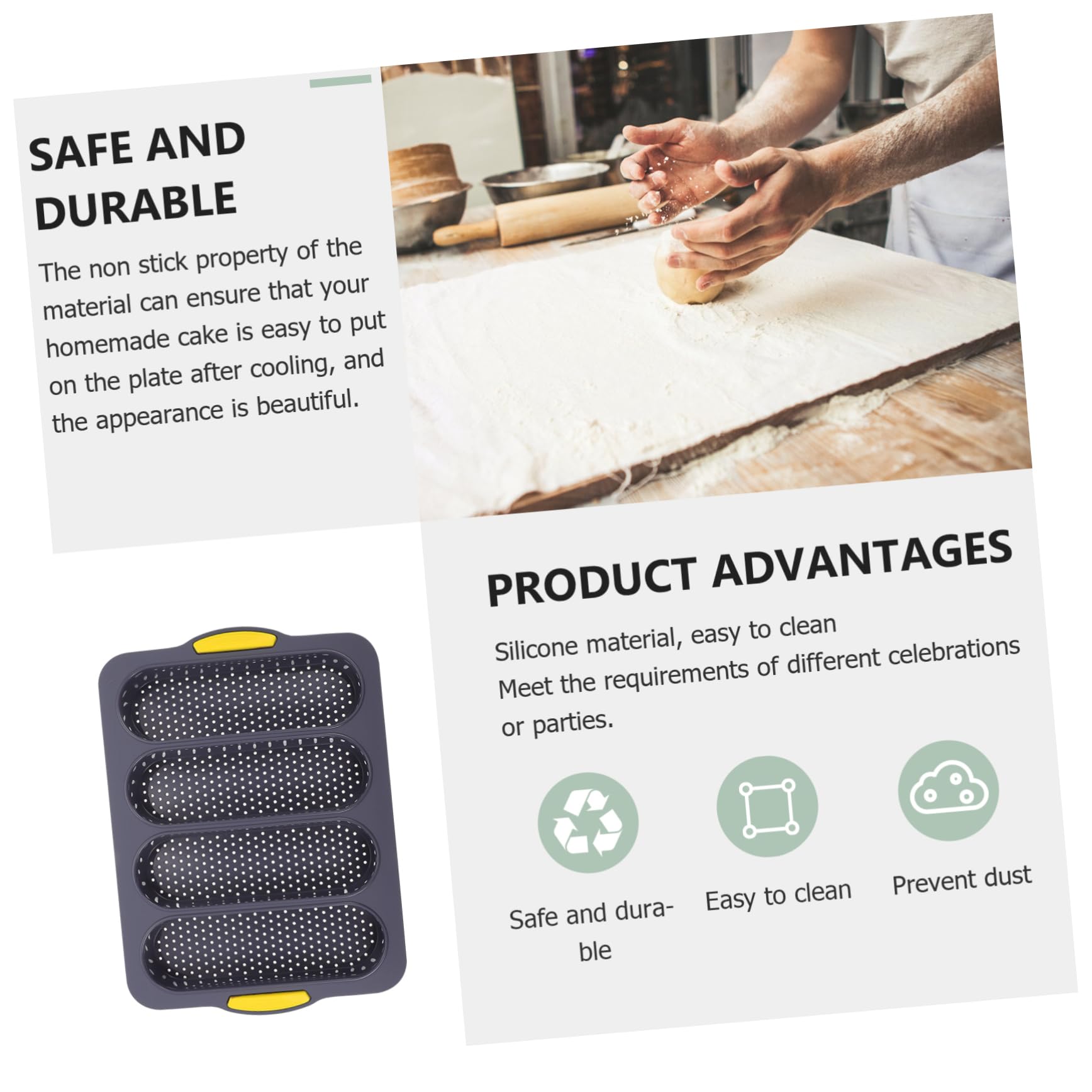 Cabilock Slot French Bread Food Grade Baking Pan for Homemade Baguettes and Heat Kitchen Accessory for Baking Freezing Classic French Design