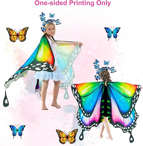 Miniatura 4 de RekTak Alas de mariposa para niñas, disfraz de mariposa para fiesta de Halloween, alas de hadas con máscara y diadema de antenas