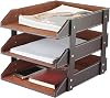 Leather Letter Tray,Stackable Desk Tray Organizer,Office Supplies Trays Holder for Document,Stationery,Magazines,Newspapers,Letters Perfect Office Organization for Desktop (Brown,3 Tier)