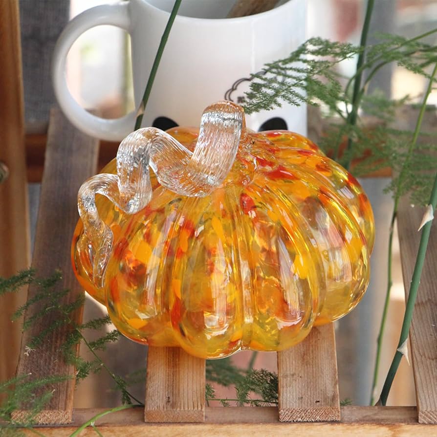 Amazon.co.jp: 手作りガラスカラフルなカボチャの置物吹きガラス釉薬