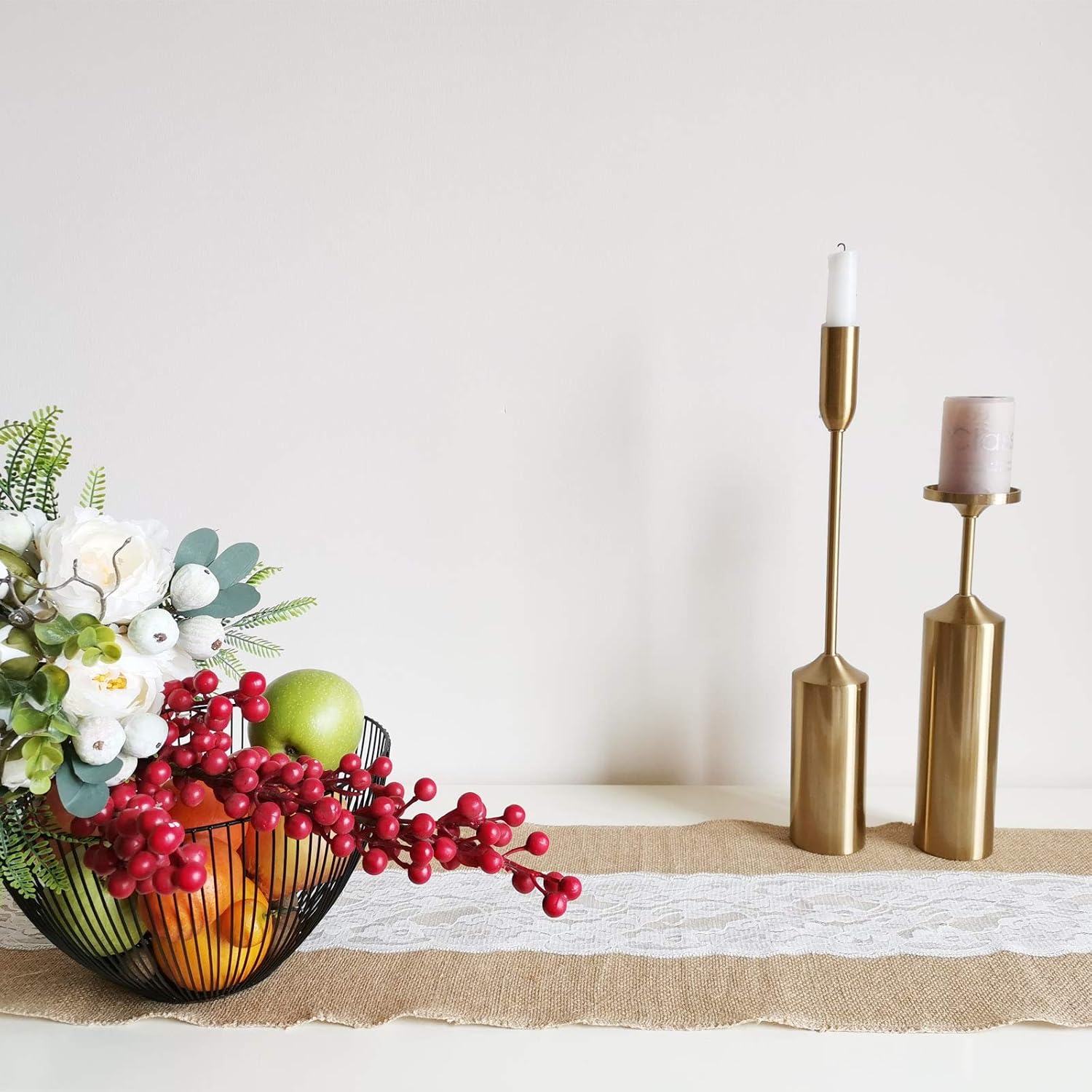 Burlap Table Runner with Lace, 12' x 360' Long, Rustic Natural Burlap Fabric Roll with Middle Hallow Out Lace for Wedding Party Dining Shower Home Decor, 10 Yards