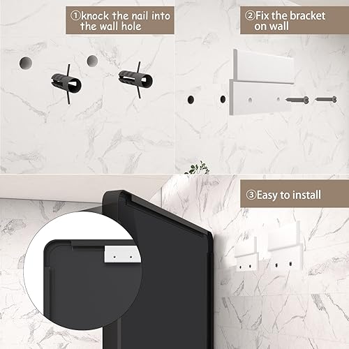 Miniatura 6 de Espejo de baño negro de 16 x 20 pulgadas para pared, espejo de tocador con marco de metal negro mate, espejo de pared moderno rectangular,