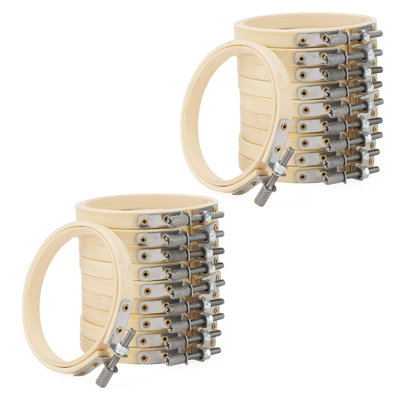 MANCHAP 20 Pack 8cm/3 Inch Embroidery Hoops, Adjustable Embroidery Rings, Bamboo Circle Cross Stitch Hoop Rings for Craft Making