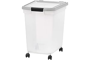 IRIS USA 50 Lbs/65 Qt WeatherPro Airtight Extra Large Dog Food Storage...