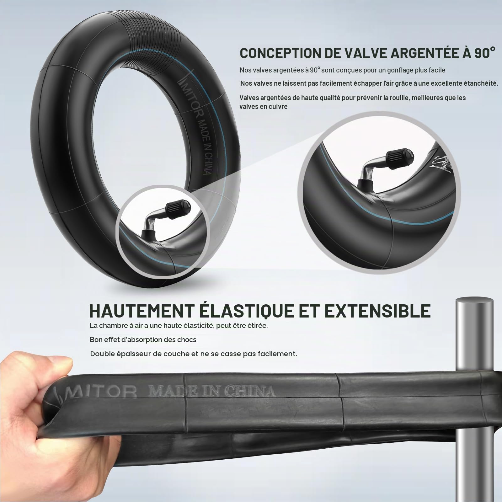 10 Pouce Pneu et Chambre a Air Trotinette Electrique Set, 255x80 Off-Road Pneus de Rechange Antidérapant et Antiusure, Chambre à Air 10x3 en Caoutchouc Butyle Epaissi Très Elastique