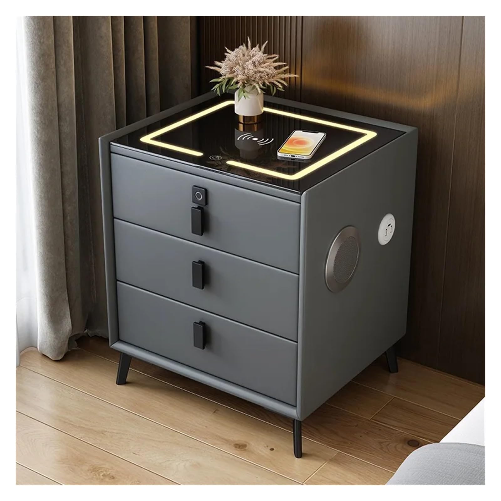 Table de chevet intelligente compacte pour éliminer les câbles du lit