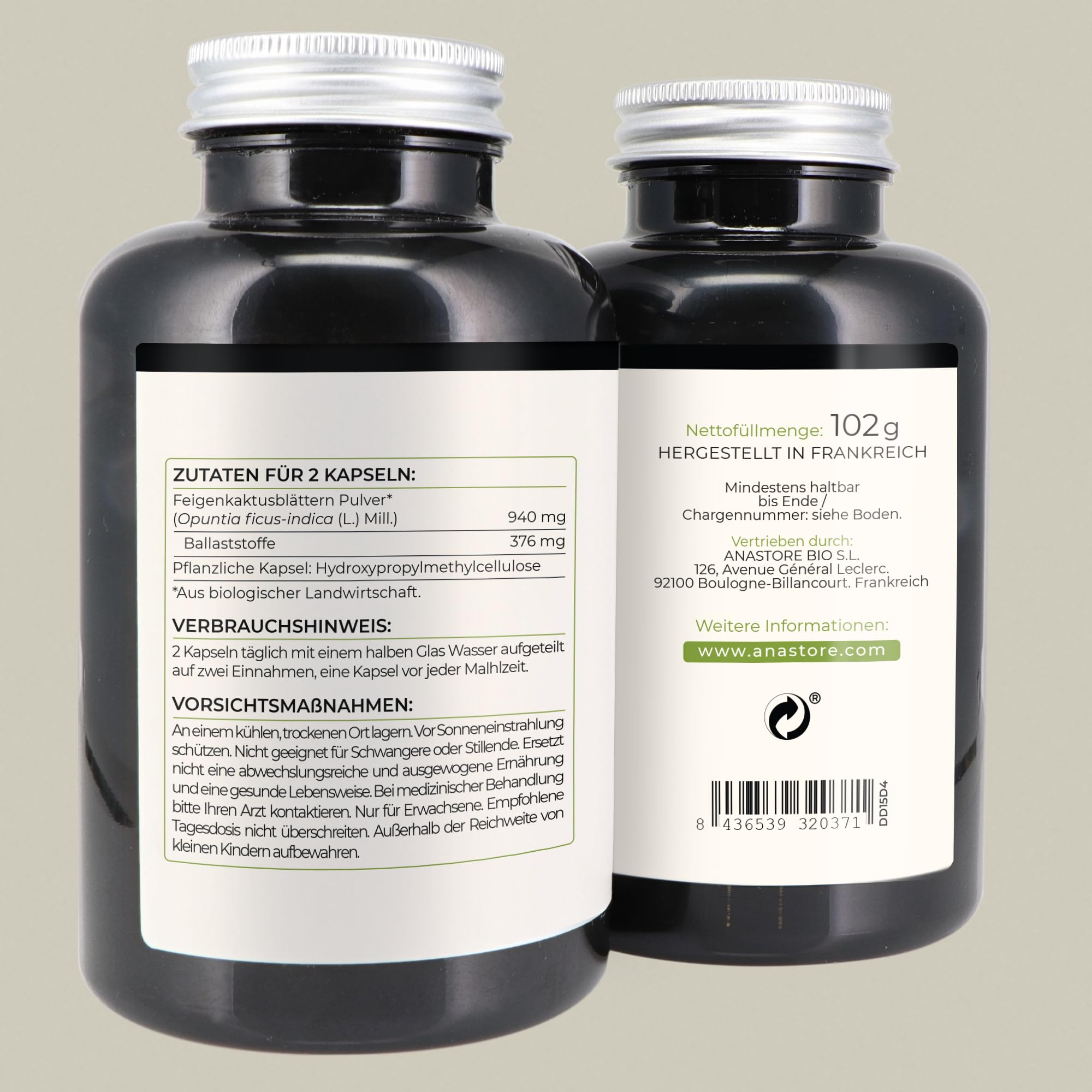 Biologisches Nopal * 470 mg/180 Kapseln * Zu mind. 40% in Fasern titriert
