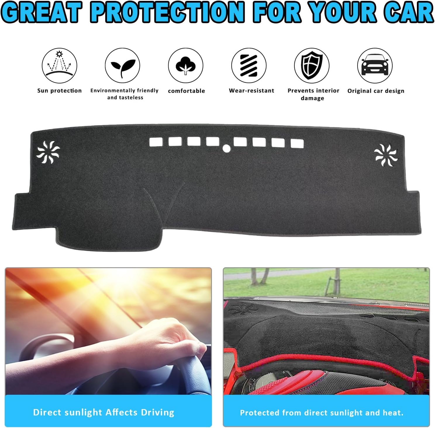 POSAID for Toyota Camry Dash Cover 2024 2023 2022 2021 2020 2019 2018 Dashboard Cover Mat Custom Fit Toyota Camry 2018-2024, Black Trim