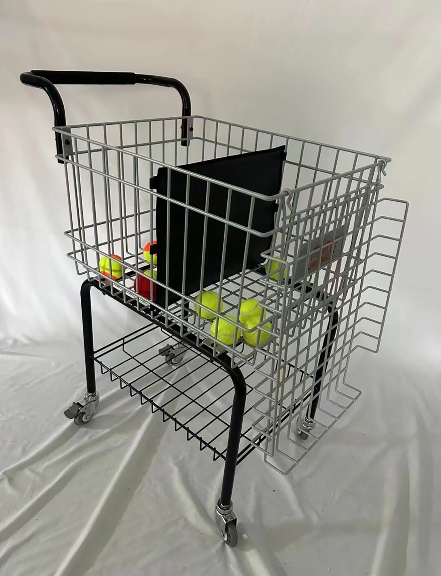 Carrello da tennis con ruote, cestino portatile per raccogliere le palline, contiene 350 palline, ideale per allenatori e giocatori, leggero e facile da trasportare