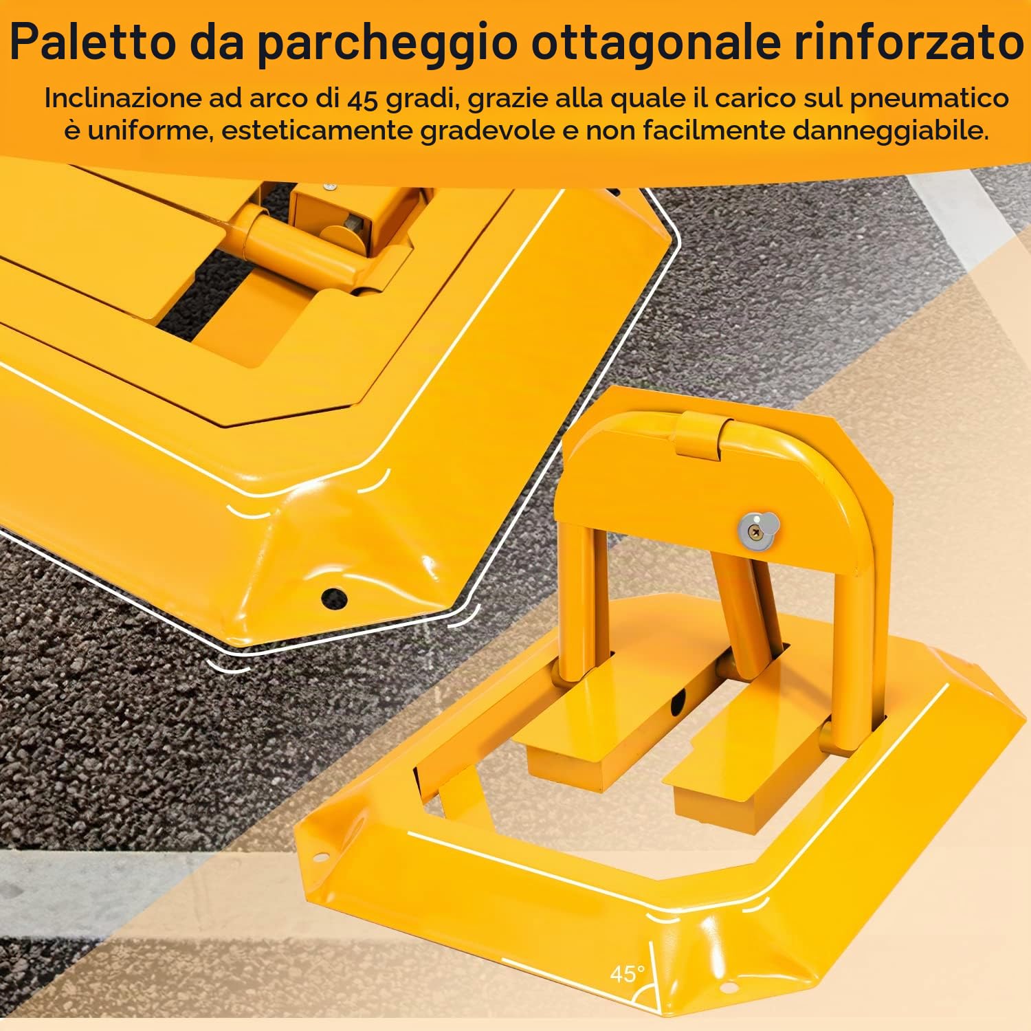 Ikodm 1 palo di parcheggio pieghevole, con 3 chiavi, blocco parcheggio, serratura universale per parcheggio, parcheggio, vialetto
