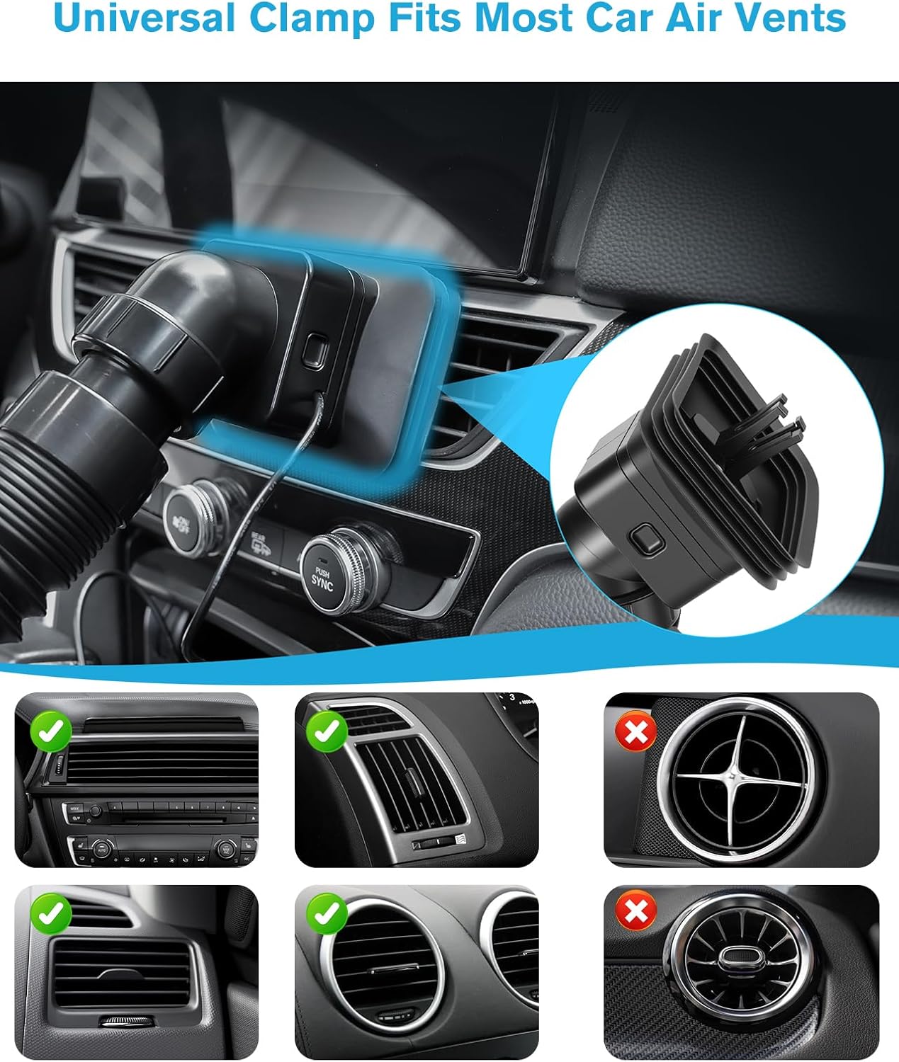 Air Vent Extender with Build-in Fan, Back Seat Air Conditioning, Directs Cool or Warm Air to Tots, Elderly & Pets, Extendable Car AC, Portable AC Hose, Universal for Vehicles