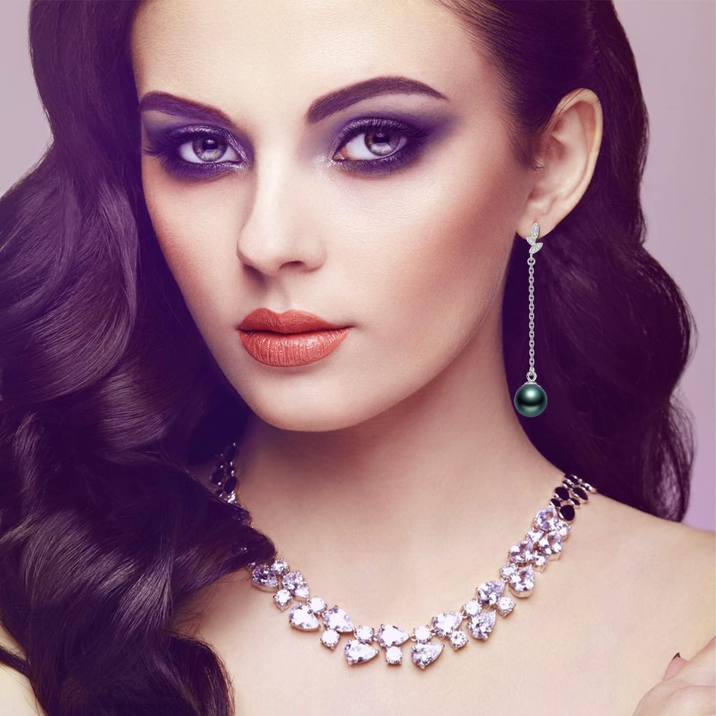 Pearl Earrings for Women With Genuine 8-10mm AAAA Quality Grey Tahitian Cultured Pearls Earring | 925 Sterling Silver Plated 18K Gold Pearl Gifts for Women Her Grandma Wife