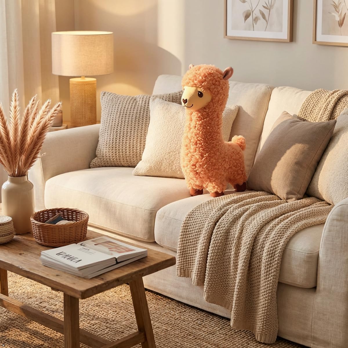 JPORSHU 17Inches Llama Stuffed Animal，Alpaca Plush Toy，Kawaii Llama Soft Pillow Dolls，for Girls Birthday Wedding Anniversary Presents Home Sofa Decor (Brown) image 2