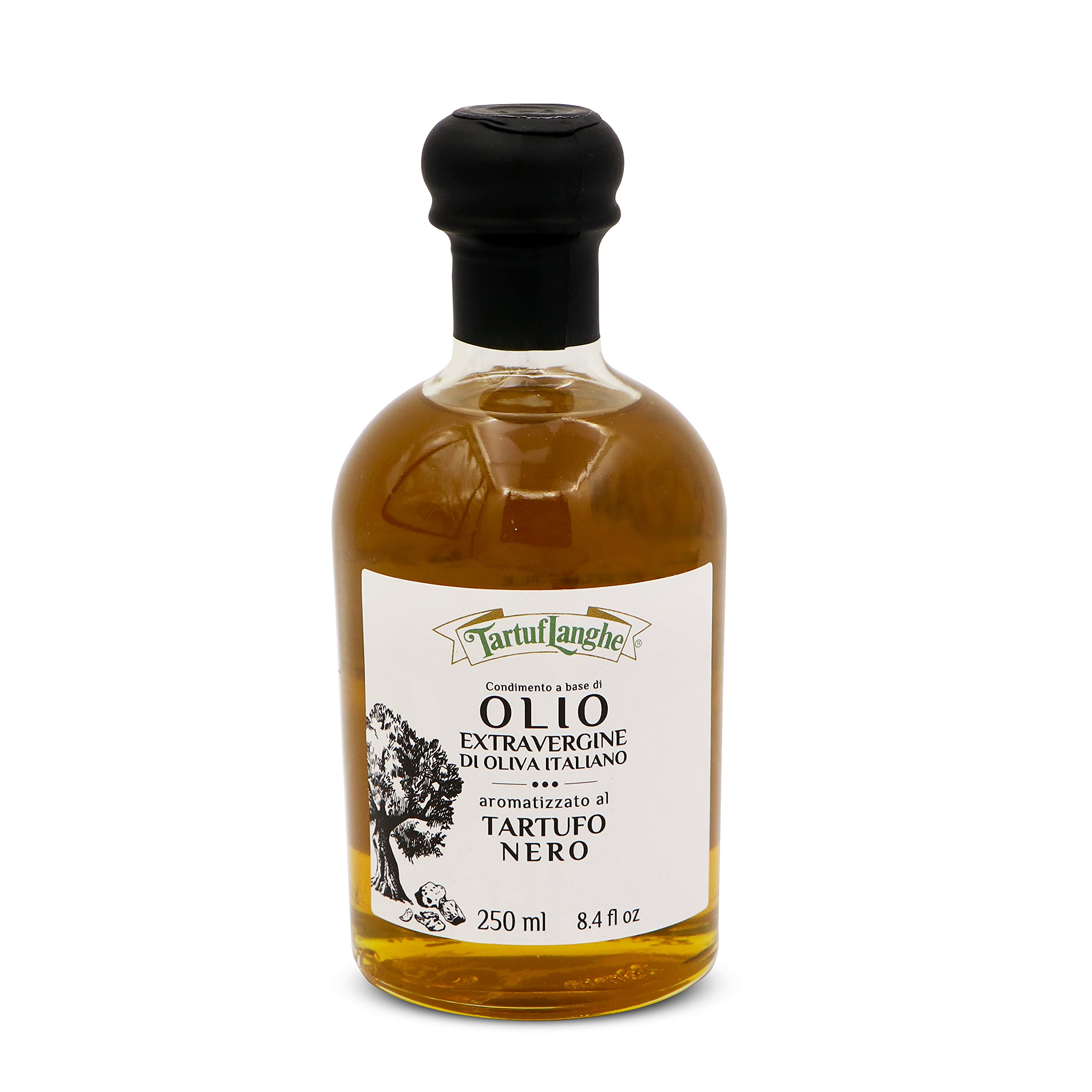 TartufLanghe Extra Virgin Olive Oil With Black Truffle Flavor , Luxury & Gourmet Foods , Delicious Fruity Flavor , Origin- Italy, Multipurpose Olive Oil - 250ML